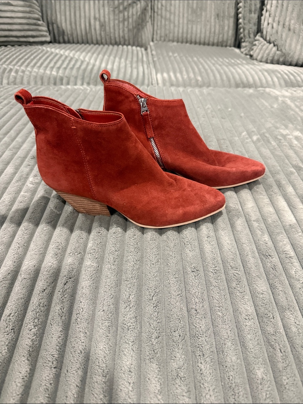 Dolce Vita Rust Suede Ankle Booties with Side Zip